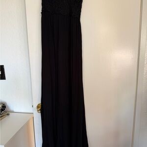 Free People Strapless Black Maxi Dress with Lace Bodice